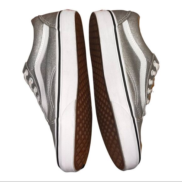 Authentic Vans Silver Glitter Old Skool Sneakers Women's Size 6.5 - Picture 5 of 9